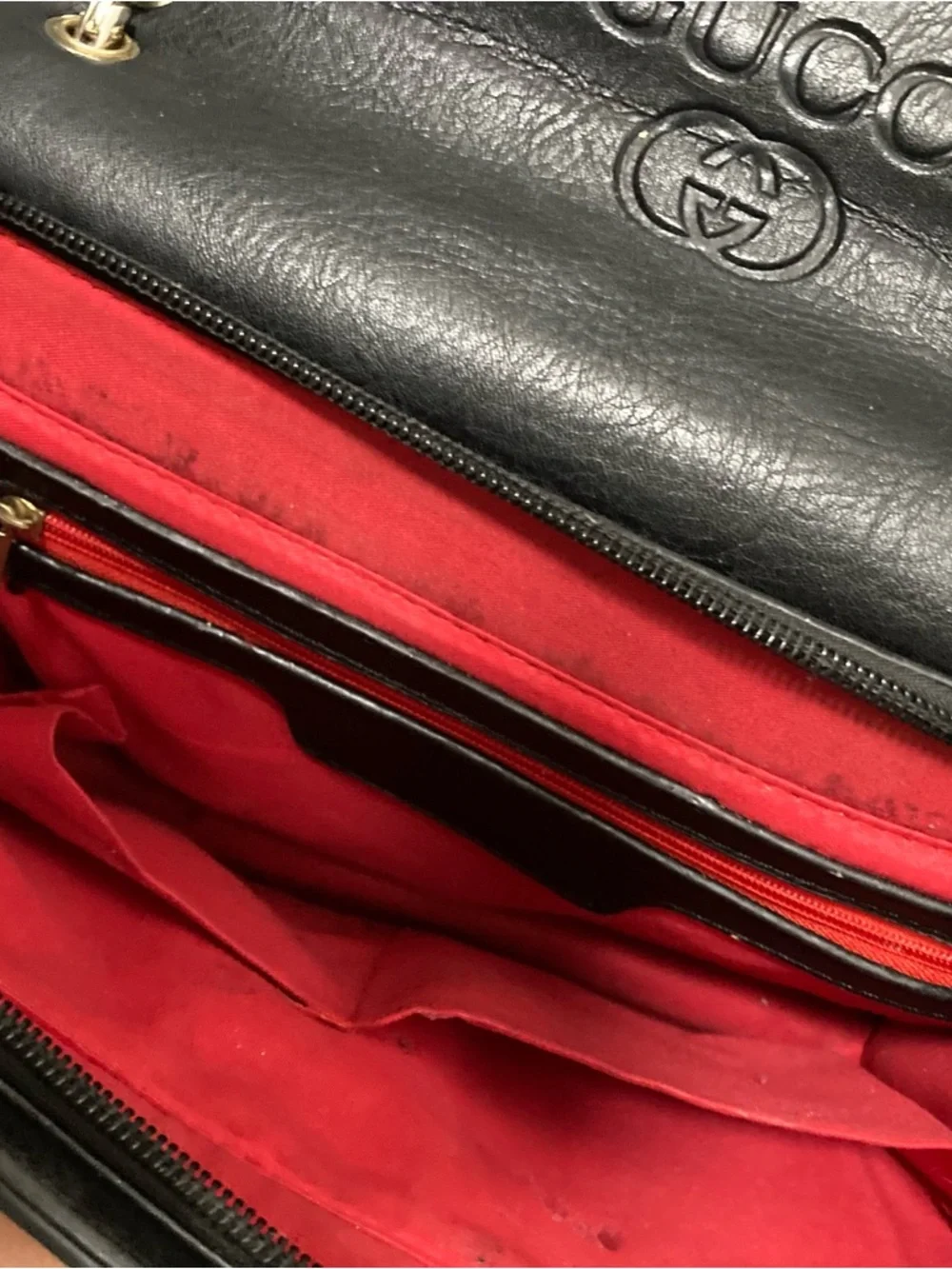 Gucci Black, Green & Red Leather Shoulder Bag with Bee Emblem - Picture 8 of 9